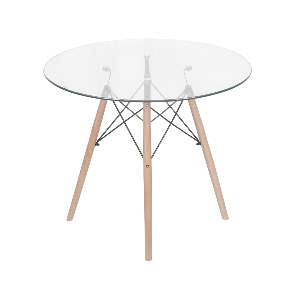 MESA DKR BASE MADEIRA COM TAMPO 90 CM VIDRO OR DESIGN